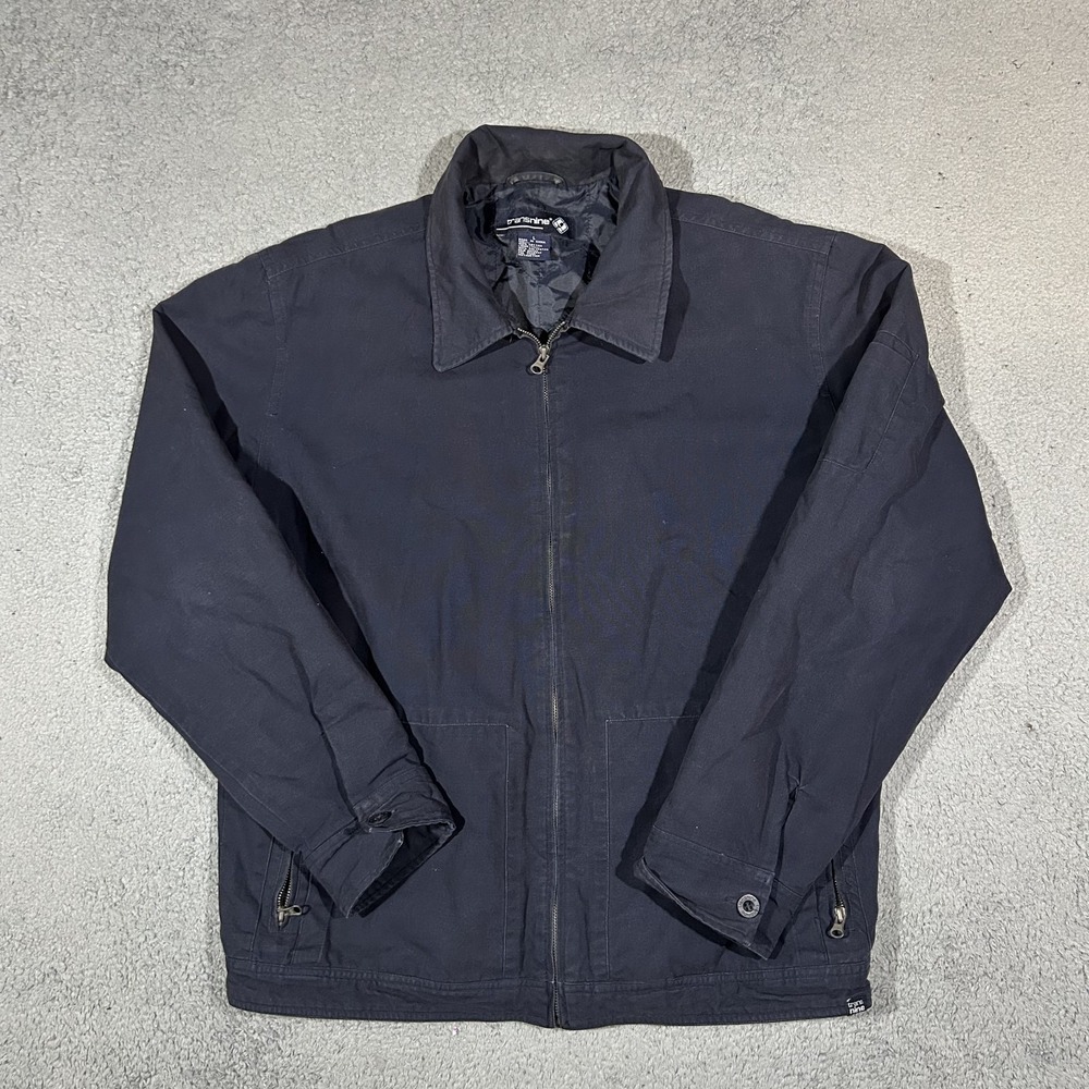 Vintage Transnine Navy Blue Zip Up Work Jacket Men's Size Large #2423